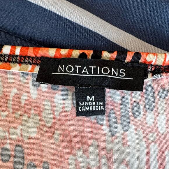 Notations Geometric Print Short Sleeve Blouse Women’s Medium Stretch - Picture 5 of 6